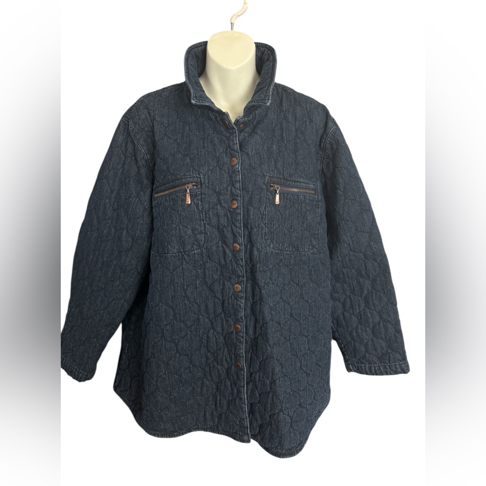 Vintage Cotton Ginny Quilted Denim Jacket. Plus size medium. EUC